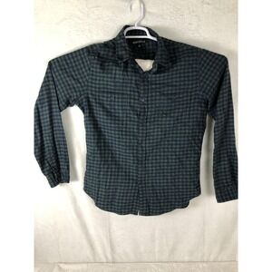 J.Crew Mercantile Shirt Mens Large‎ Blue Green Plaid Flannel Long Sleeve Button